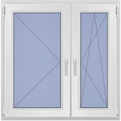 Окно двухстворчатое с двумя активными створками в доме сери П-44
